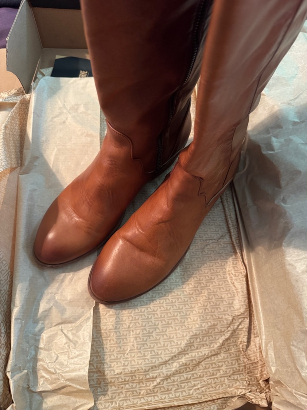 Frye Carson Piping Tall Brown Leather Boots - Picture 4 of 11